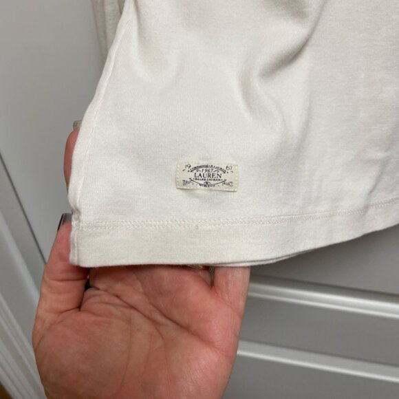 Ralph Lauren Sz Large Ivory Lace-Up Long Sleeve Top Nautical Western Preppy - Picture 4 of 7
